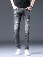 Men's Distressed Slim Fit Ripped Jeans - Grey -