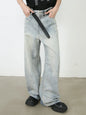 Men's Wide Leg Jeans with Pockets - Light -