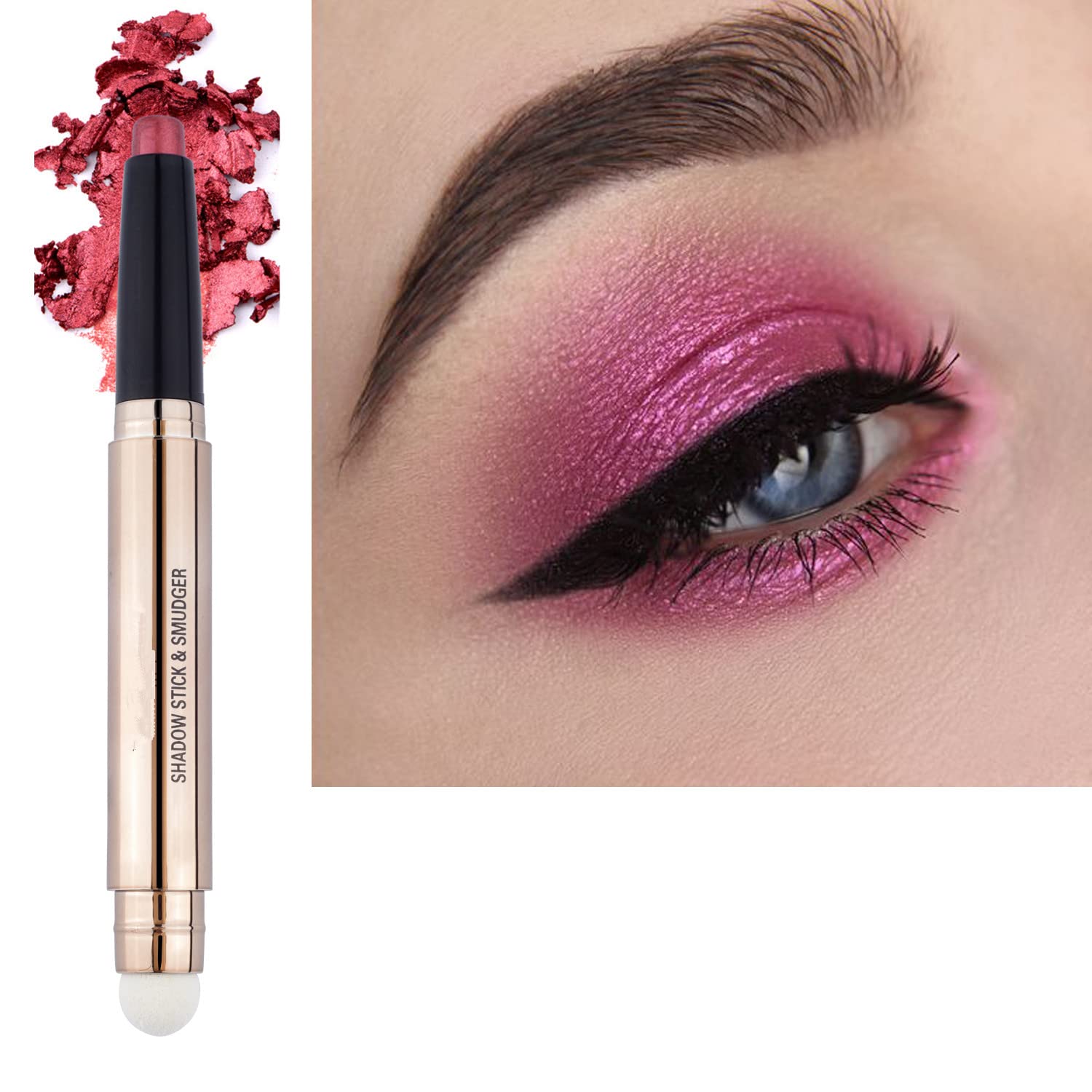 MiaSarah 2 in 1 Eyeshadow Stick and Sponge Smooth Cream Shimmer Shadow Pencil - - eyeshadow