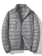 Men's Plus Size Lightweight Zip Up Puffer Jacket - Gray -