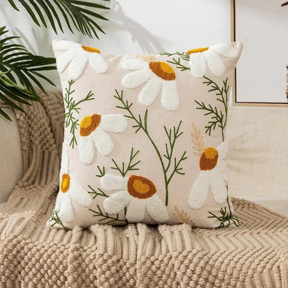 Floral Embroidered Pillow - Kia Day Design