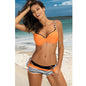 Bikini Set Three Piece Swimsuit Women Push Up Swimwear Bathing Suit Beachwear Swimming Suit For Women Women Braided Straps Lace Up Contrast Bikini Set Swimsuit Flower Bathing Suit Cross Low Waist Swimwear - Orange - STBK321PRA