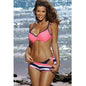 Bikini Set Three Piece Swimsuit Women Push Up Swimwear Bathing Suit Beachwear Swimming Suit For Women Women Braided Straps Lace Up Contrast Bikini Set Swimsuit Flower Bathing Suit Cross Low Waist Swimwear - Pink - STBK321PRA