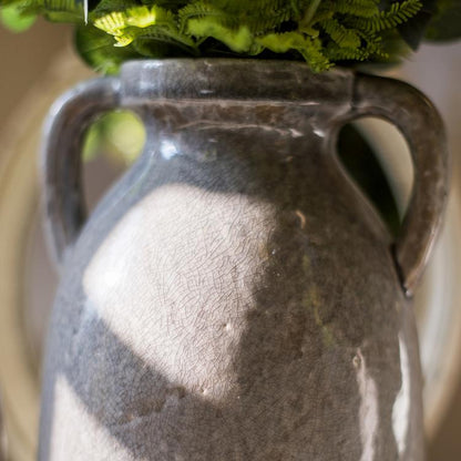 Binglie Glazed Pottery Vase with Handles - -