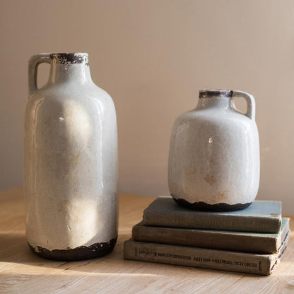 Binglie Glazed Pottery Vase with Single Handle - -