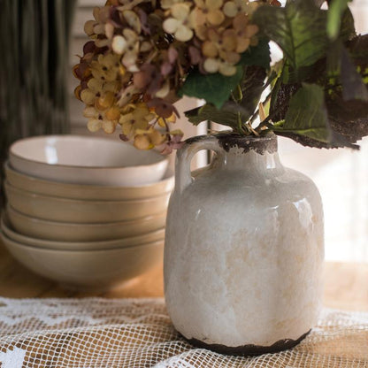 Binglie Glazed Pottery Vase with Single Handle - -