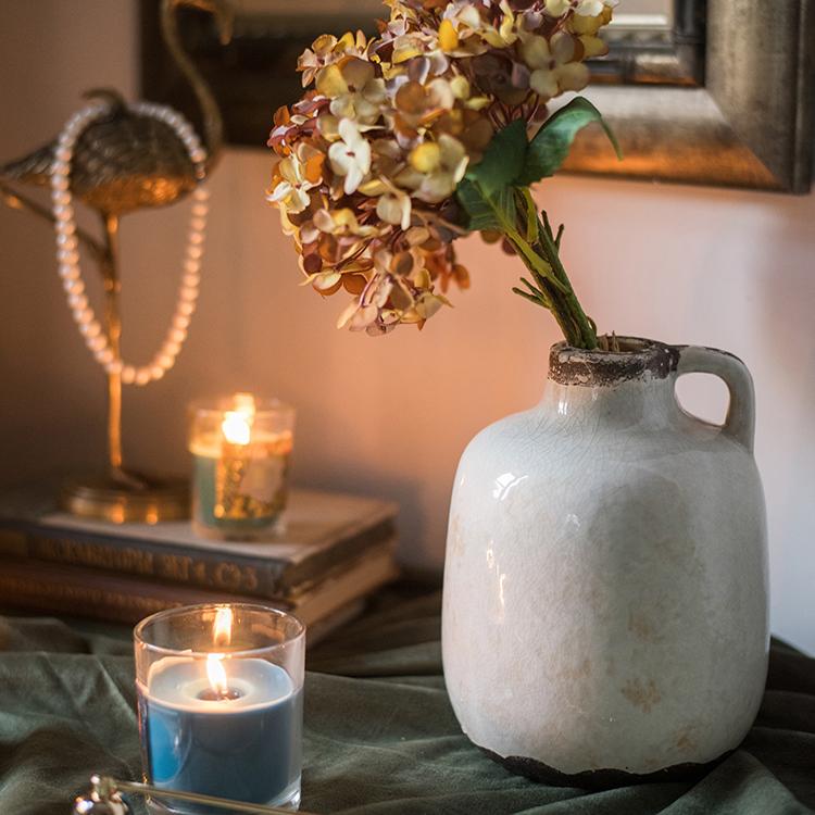Binglie Glazed Pottery Vase with Single Handle - -