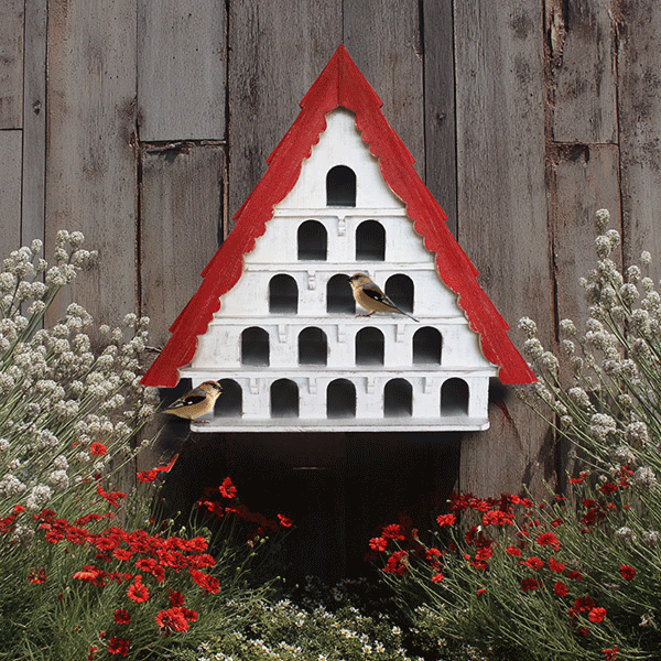 Red Roof Multi Tiered Functional Birdhouse - - Sale