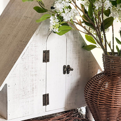 Distressed White Wood Functional Bird House | Outdoor Rated - - Sale