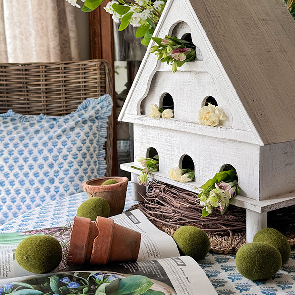 Distressed White Wood Functional Bird House | Outdoor Rated - - Sale