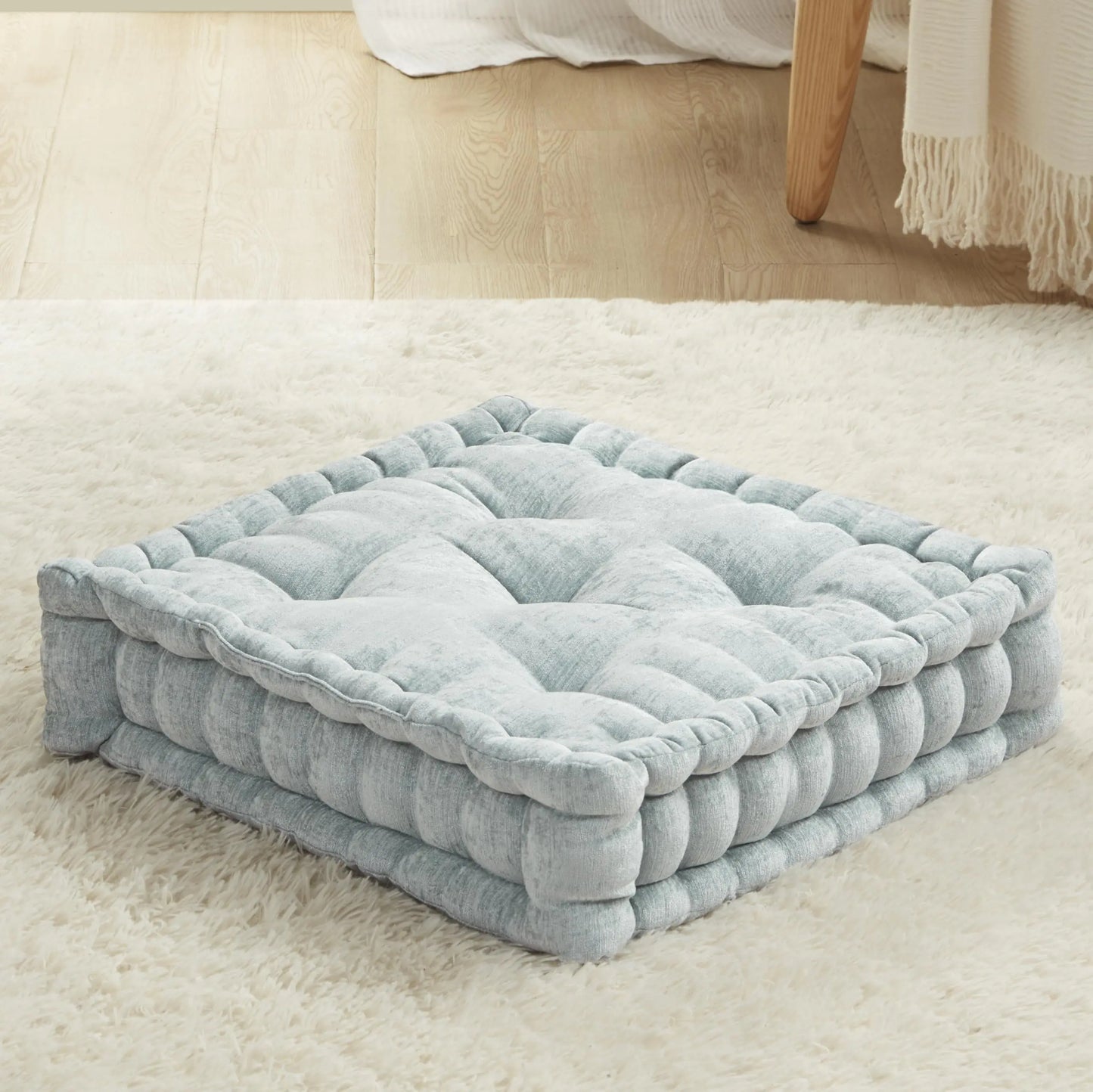INNA Large Tufted Thick Chenille Cushion Turquoise - Inna Turquoise 1 Count (Pack of 1) - cushion