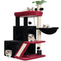 Gitelsnour Cat Tree Cat Tower with Spacious Cat Condo Cat Tree Tower for Indoor Cats with Cat Self Groomer Brush Cat Scratching Post Cat Hammock Black and red GCT012BR Kia Day Design