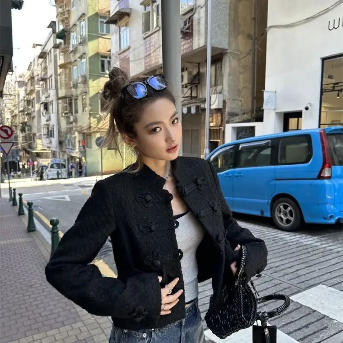 Black Qi Lolita Knit Cardigan – Neo-Chinese Y2K Long Sleeve Coat - - Cardigans
