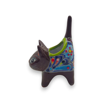 Colorful Talavera Cat Planter Mexican Ceramic Art - - Talavera Planter