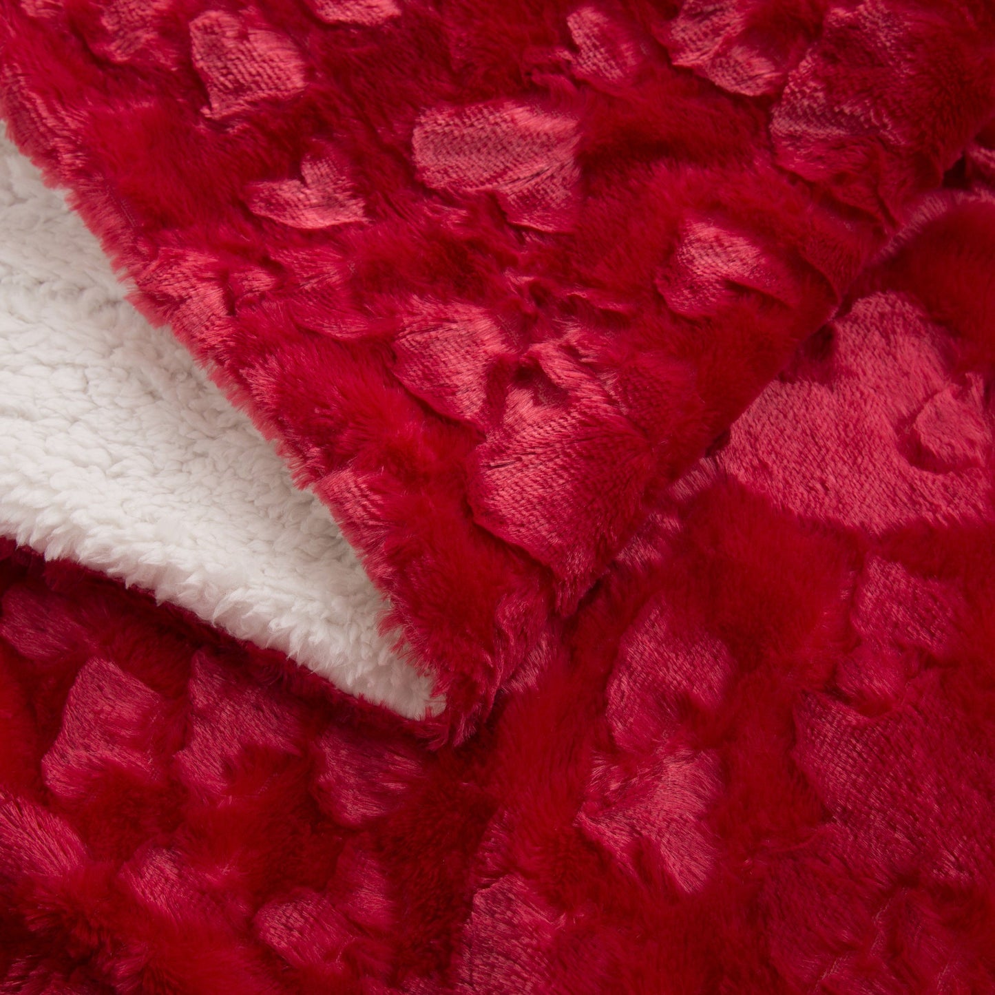 DaDa Bedding Luxury Romantic Red Lovely Hearts Dreamy Plush Faux Fur Throw Blanket (19) - - Throw Blankets