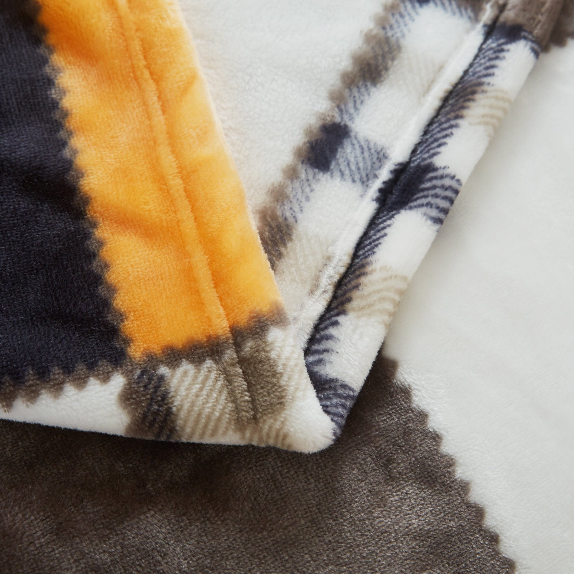 Tache Fall Orange Farmhouse Super Soft Micro Fleece Plaid Patchwork Plush Lightweight Bed Throw Blanket (4021) - - Blanket