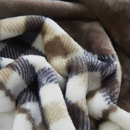 Tache Fall Orange Farmhouse Super Soft Micro Fleece Plaid Patchwork Plush Lightweight Bed Throw Blanket (4021) - - Blanket