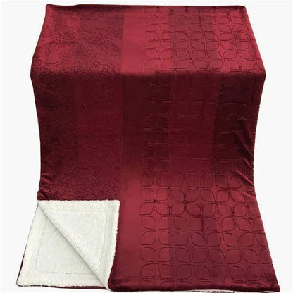 Tache Solid Embossed Merlot Red Reversible Sherpa Throw Blanket (62087) - - Blanket