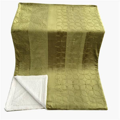 Tache Solid Embossed Green Olive Chartreuse Sherpa Throw Blanket (62096) - - Blanket