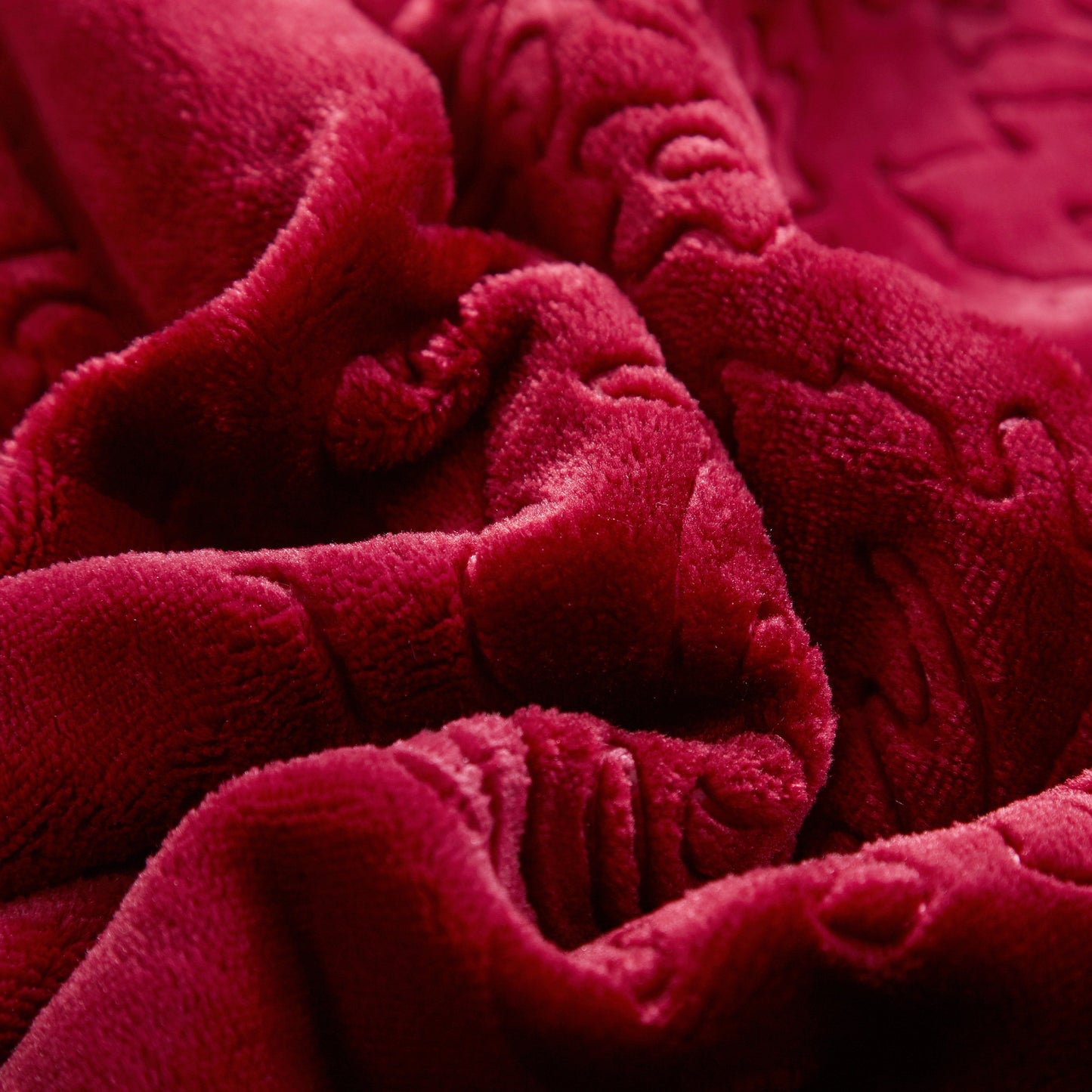 Tache Solid Embossed Merlot Red Reversible Sherpa Throw Blanket (62087) - - Blanket