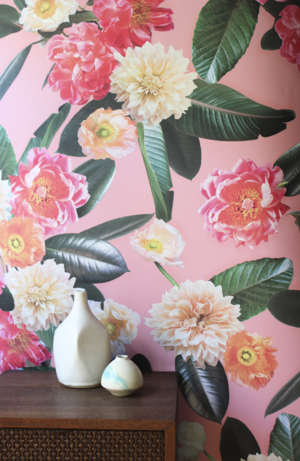 Flower Party Wallpaper, pink- Samantha Santana Creative- {{Product type}}