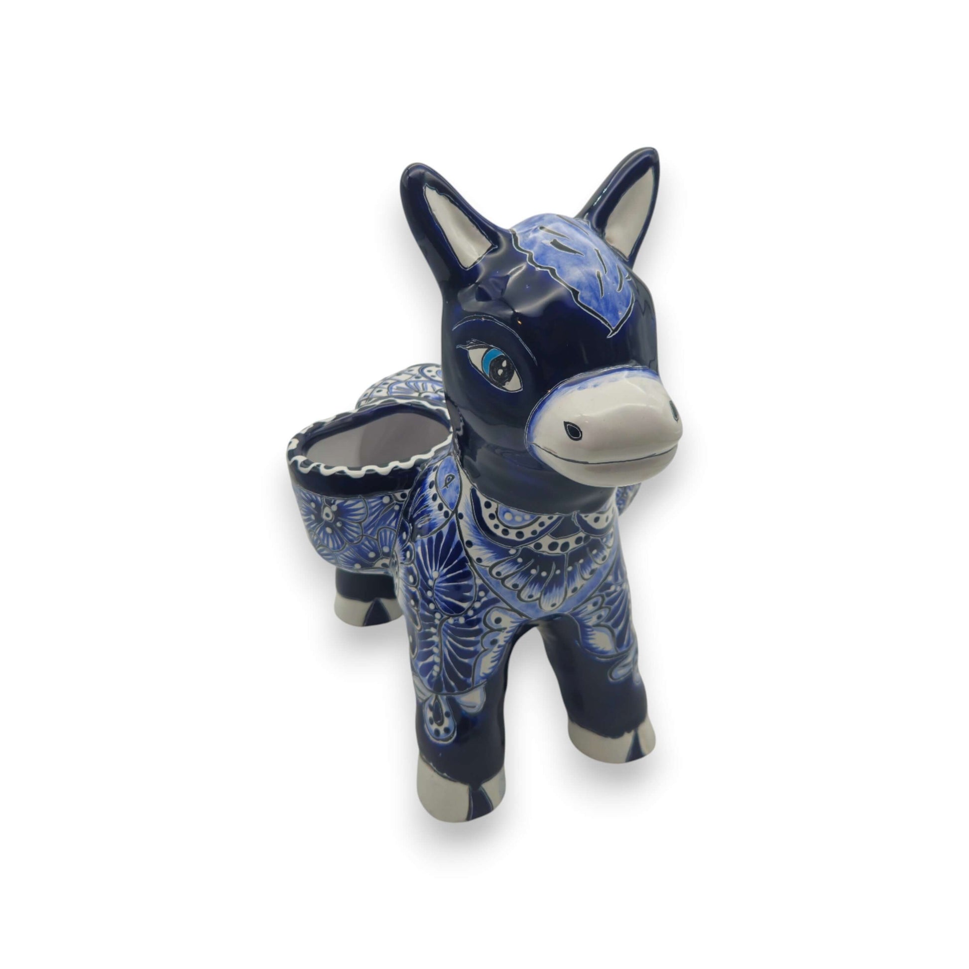 Blue Talavera Donkey Planter Handmade Mexican Pottery - - Talavera Planter