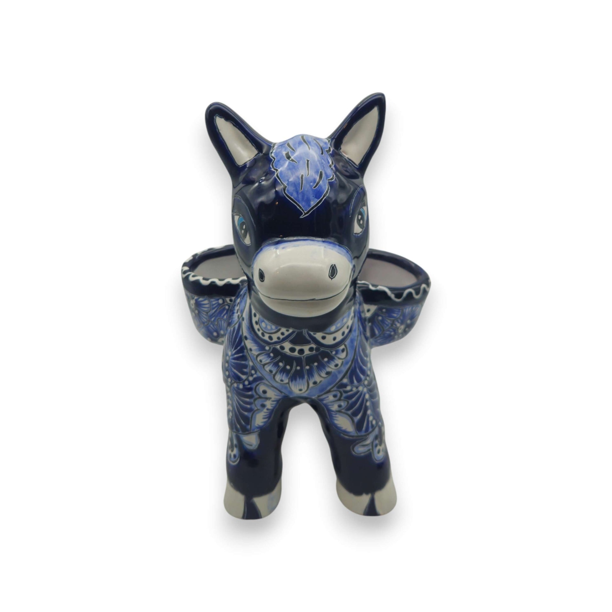 Blue Talavera Donkey Planter Handmade Mexican Pottery - - Talavera Planter