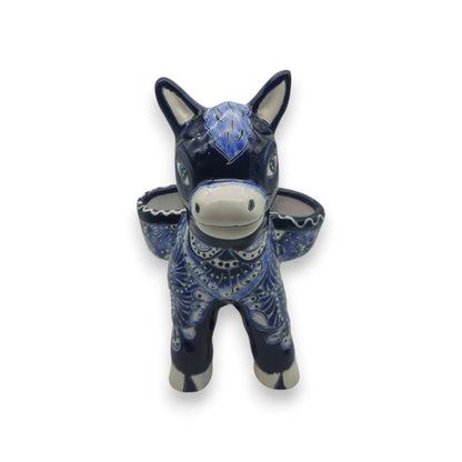 Blue Talavera Donkey Planter Handmade Mexican Pottery - - Talavera Planter