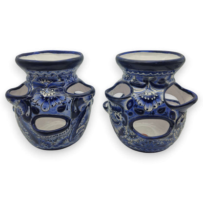 Blue & White Talavera Strawberry Planter Handmade Mexican Pot - - Talavera Planter