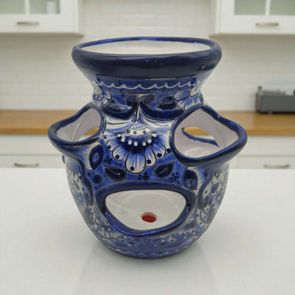 Blue & White Talavera Strawberry Planter Handmade Mexican Pot - - Talavera Planter