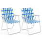 2 Pieces Folding Beach Chair Camping Lawn Webbing Chair-Blue - - Home & Garden