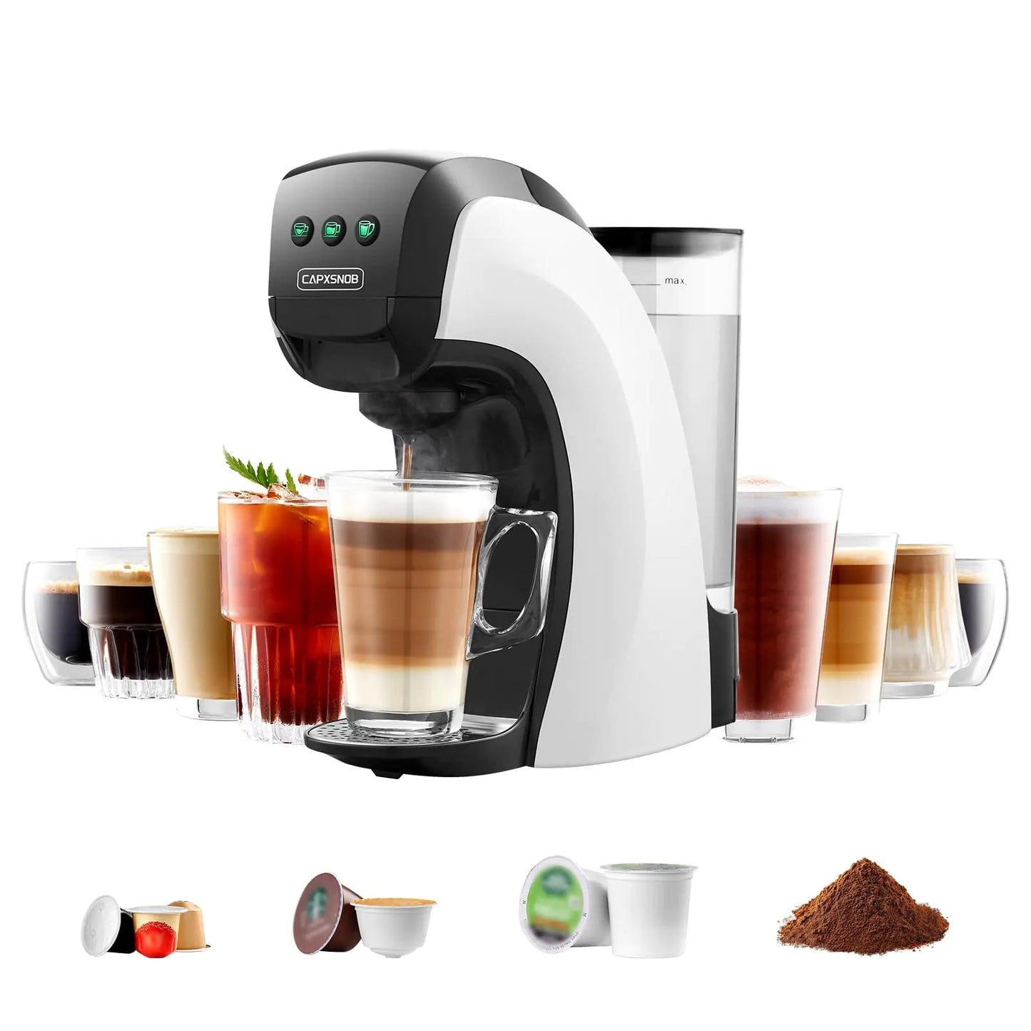 Warriors1 Coffee Maker for Keurig K Cup Espresso Machine for Nespresso Original Dolce Gusto Coffee Pods Ground Coffee Cappuccino & Latte Coffee Machine Programmable 20 Bar 28 oz Reservoir Kia Day Design