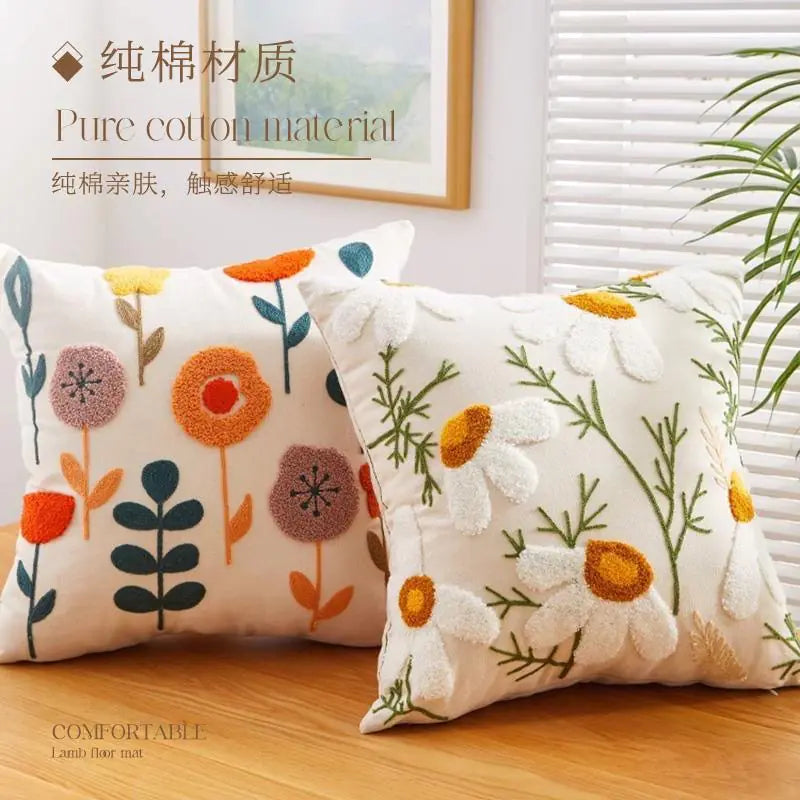 Floral Embroidered Pillow - Kia Day Design