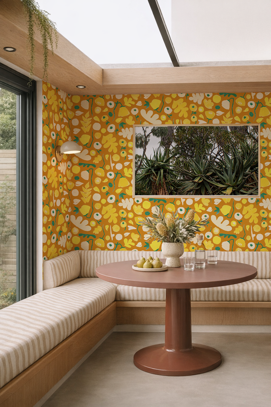 Henri Floral Wallpaper Marigold - - Wallpaper