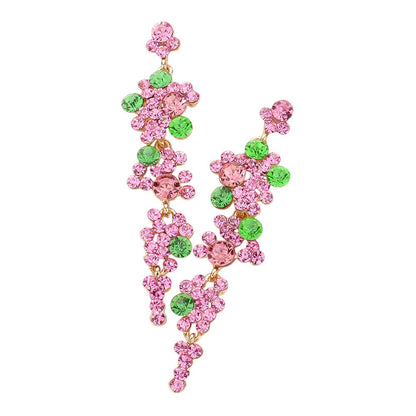 Bubble Stone Cluster Dangle Evening Earrings - - Earrings