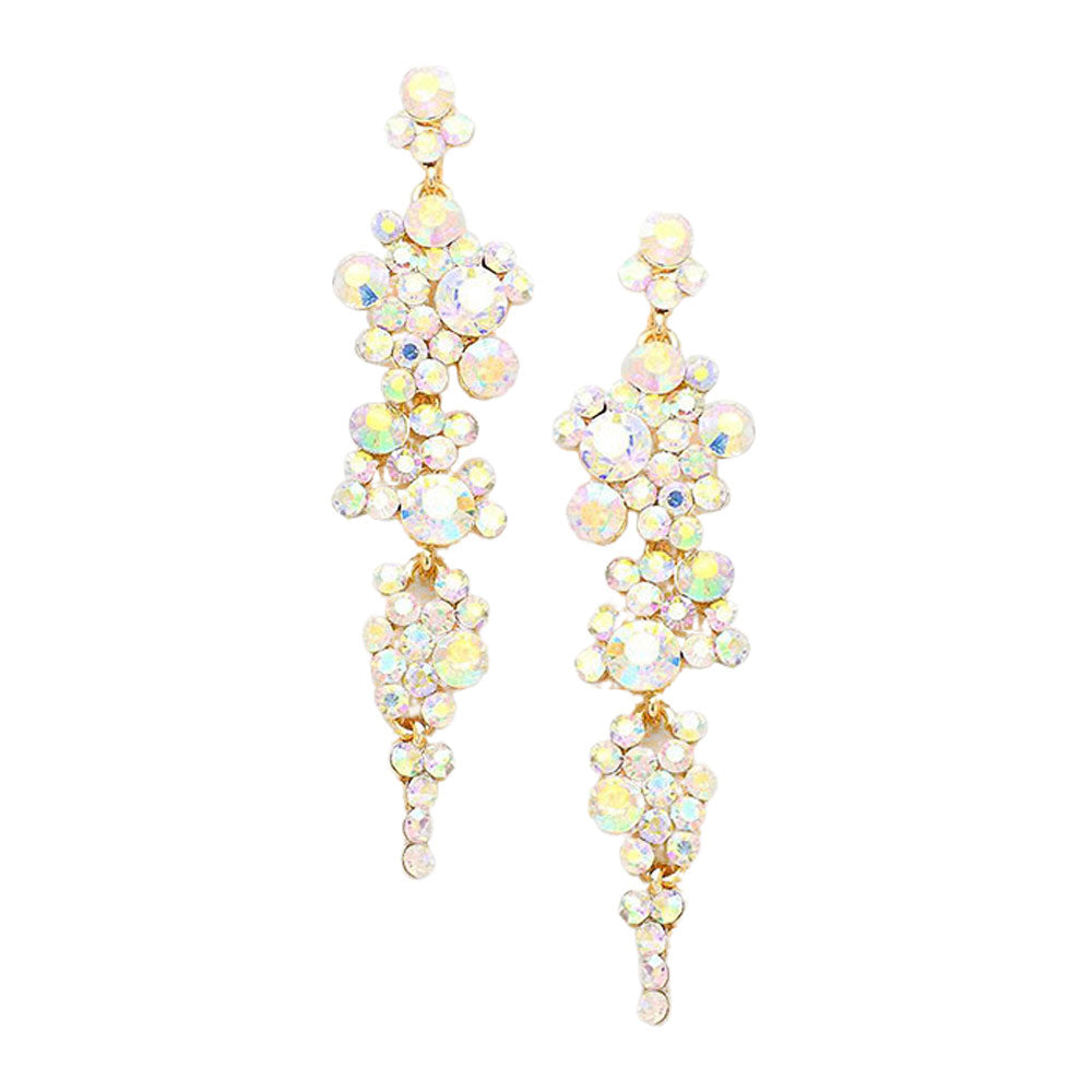 Bubble Stone Cluster Dangle Evening Earrings - ABGold - Earrings