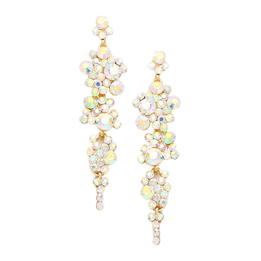 Bubble Stone Cluster Dangle Evening Earrings - ABGold - Earrings