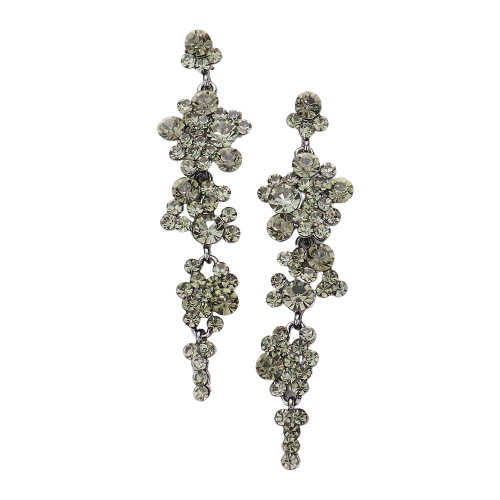 Bubble Stone Cluster Dangle Evening Earrings - BlackDiamond - Earrings