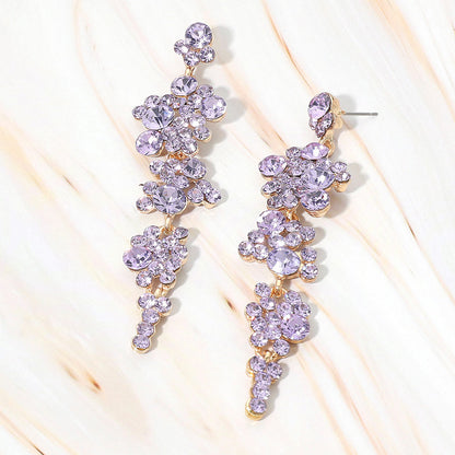 Bubble Stone Cluster Dangle Evening Earrings - Lavender - Earrings