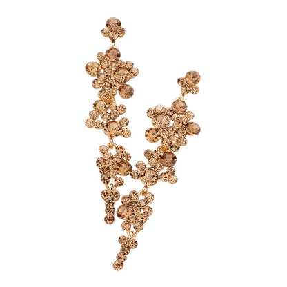Bubble Stone Cluster Dangle Evening Earrings - Lt Col Topaz - Earrings