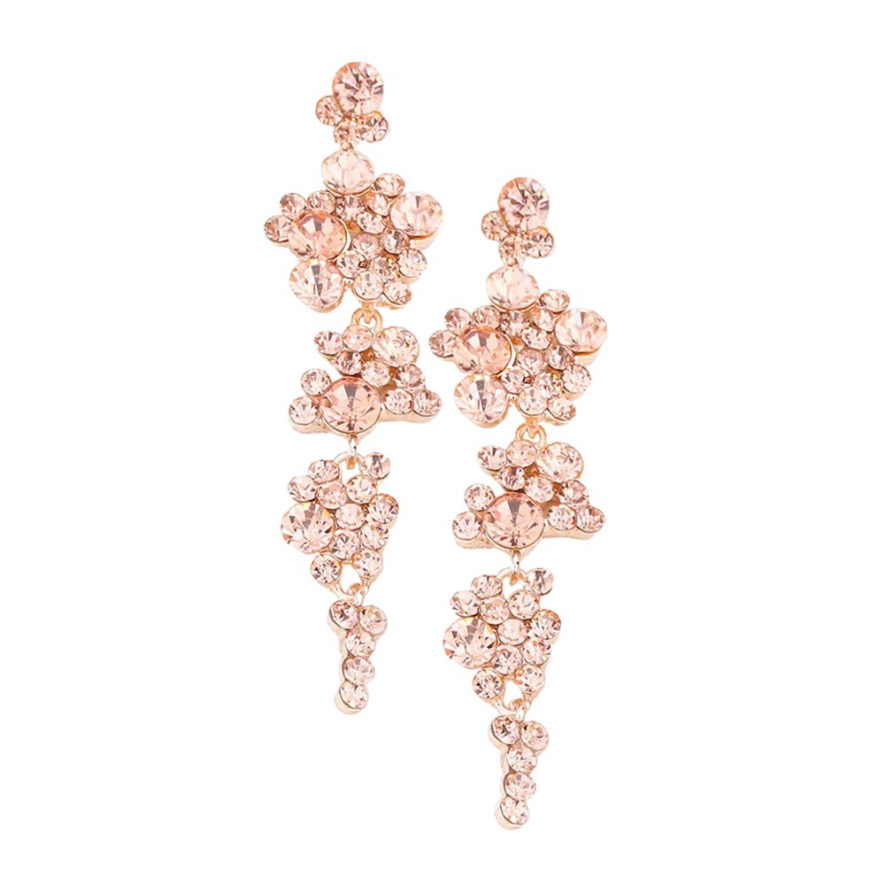 Bubble Stone Cluster Dangle Evening Earrings - Peach - Earrings