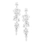Bubble Stone Cluster Dangle Evening Earrings - Rhodium - Earrings