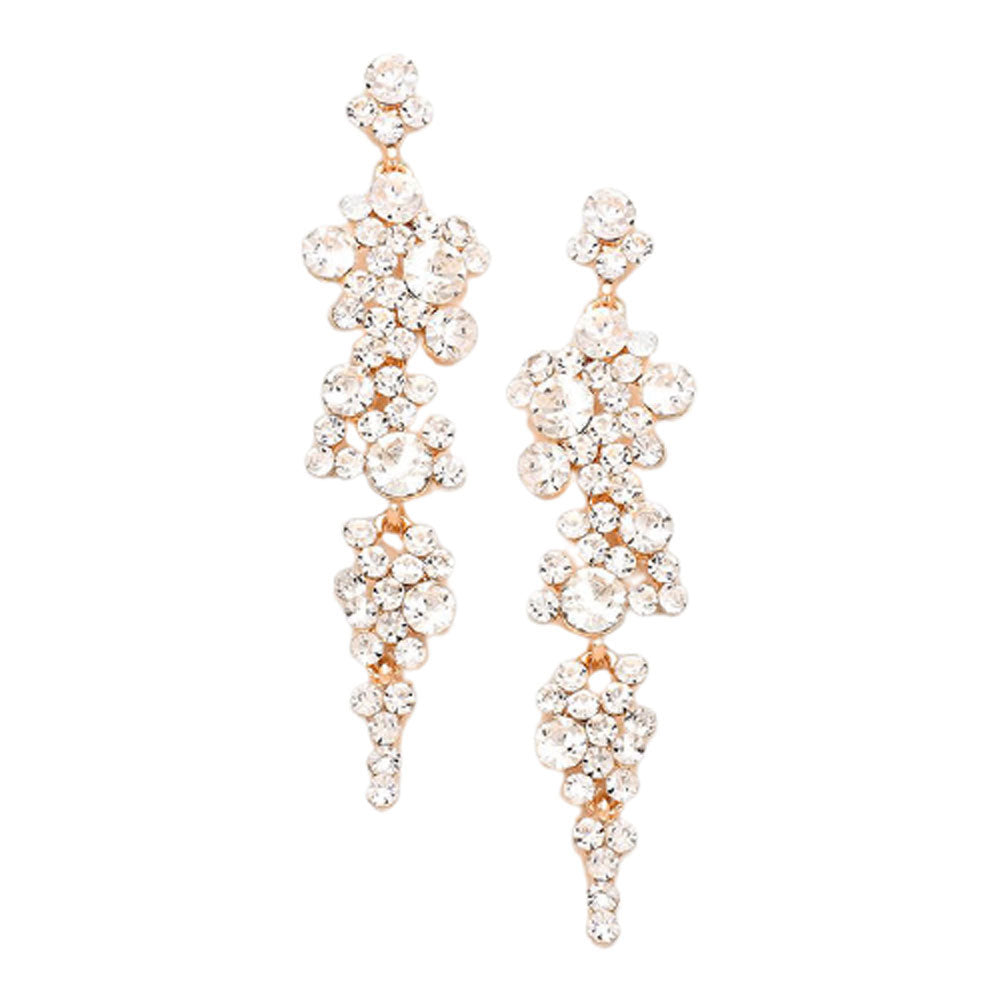 Bubble Stone Cluster Dangle Evening Earrings - RoseGold - Earrings