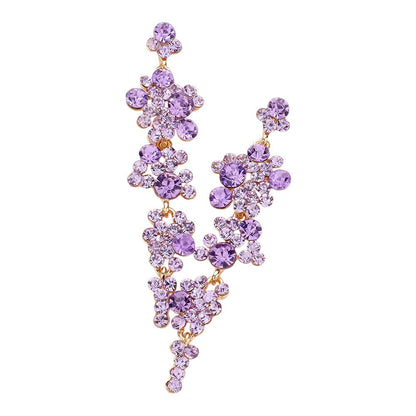 Bubble Stone Cluster Dangle Evening Earrings - Violet - Earrings