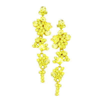Bubble Stone Cluster Dangle Evening Earrings - Yellow - Earrings