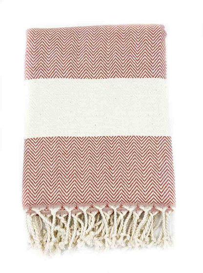 Herringbone Turkish Towel - Burgundy - Towels