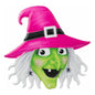 12" Metal Embossed Sign: Witch Head (Pink) - - Halloween Decor