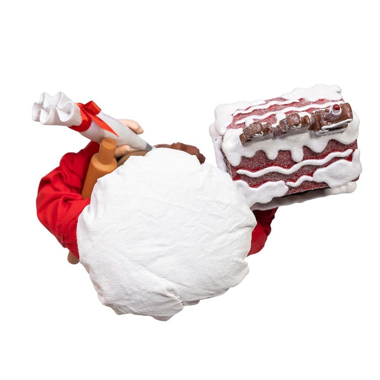 Kurt Adler 10.5-Inch Fabriché Chef Santa Decorating Gingerbread House - - Christmas Decor