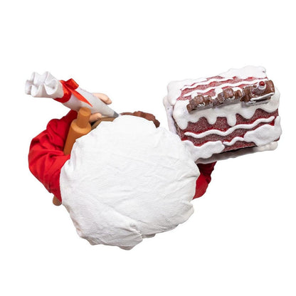 Kurt Adler 10.5-Inch Fabriché Chef Santa Decorating Gingerbread House - - Christmas Decor