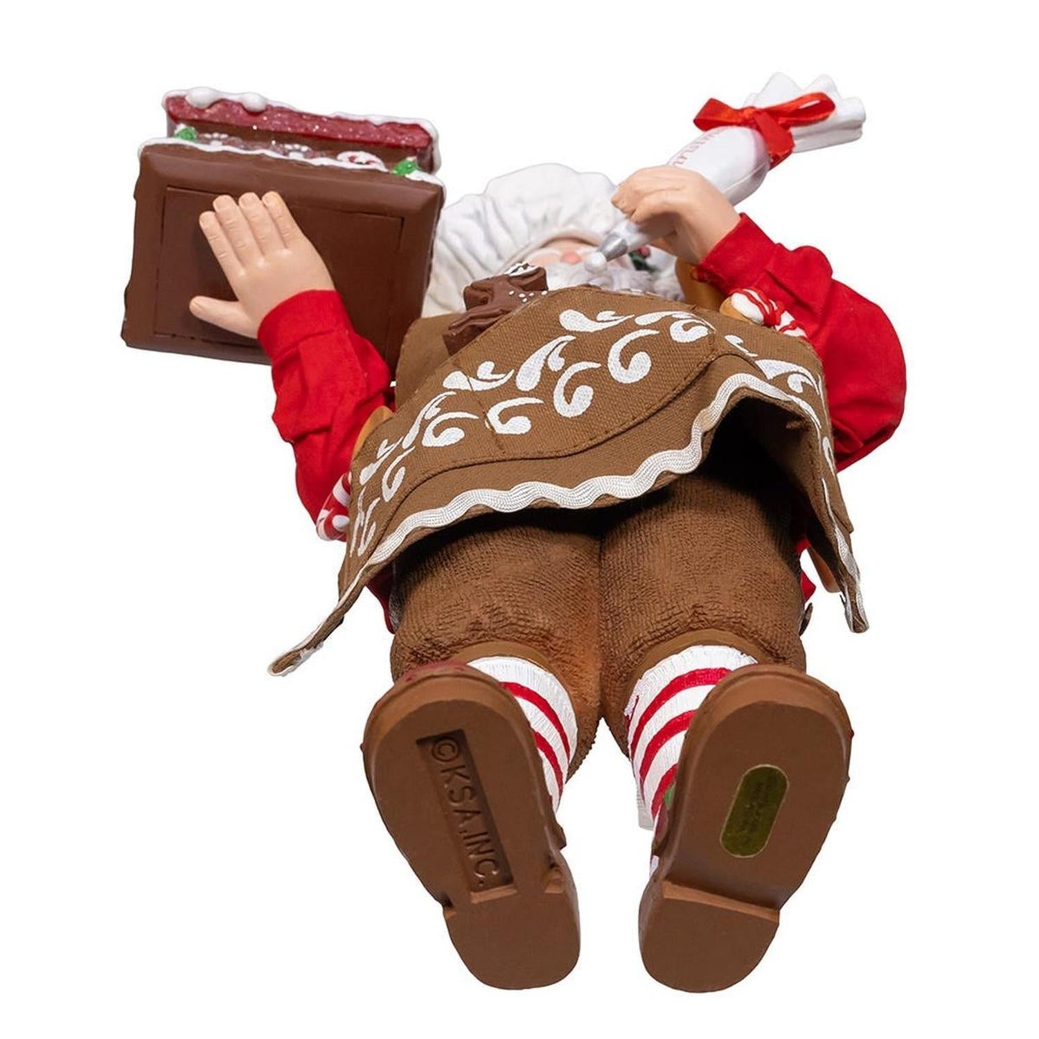 Kurt Adler 10.5-Inch Fabriché Chef Santa Decorating Gingerbread House - - Christmas Decor